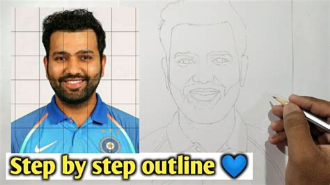 Rohit Sharma Outline Tutorial How To Draw Rohit Sharma Sketch Step By