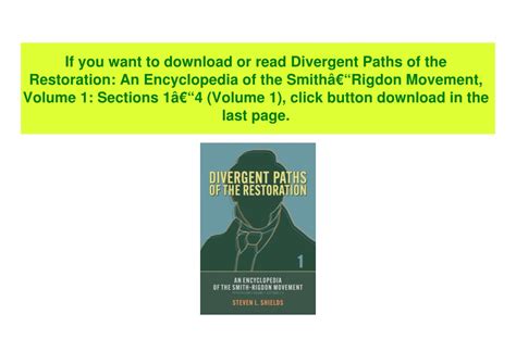 Ppt Epub Download Divergent Paths Of The Restoration An