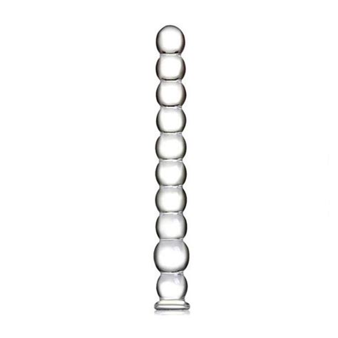 Long Glass Beads Crystal Dildo Dong Penis Pyrex Anal Toys Butt Plug