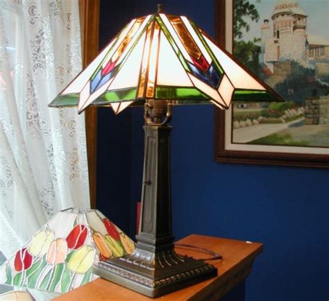 Conical shade bedroom chandelier stained glass 3 lights tiffany style rustic pendant light. mission lamp | Prairie style lamp, Lamp, Stained glass lamps