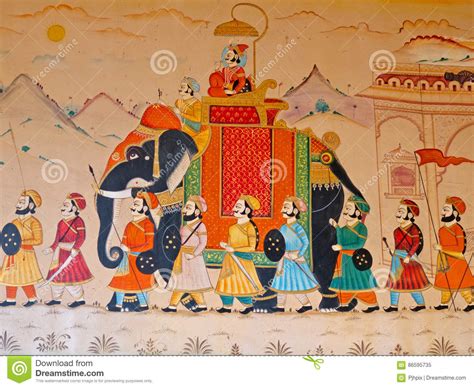 Indian Wall Painting In Gujarat Editorial Image Image Of