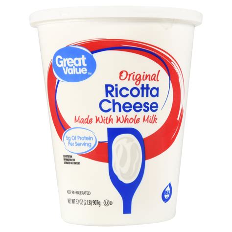 Great Value Original Ricotta Cheese 32 Oz Tub
