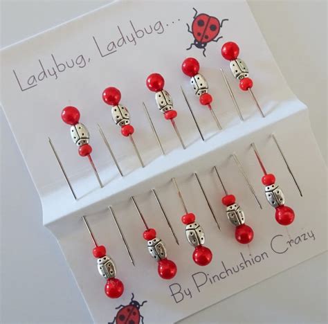 10 Ladybug Pins Decorative Sewing Pins Pincushion Pin Etsy