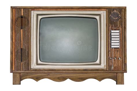 Retro Television Isolated On White Background Clipping Path Stock