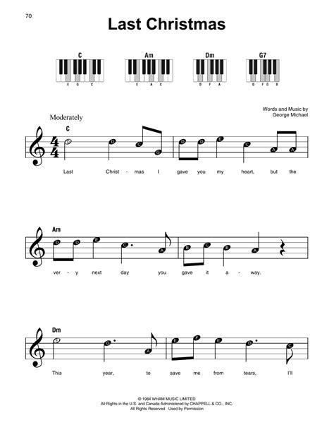 A first book of christmas songs for the beginning pianist: Last Christmas Sheet Music | Wham! | Super Easy Piano