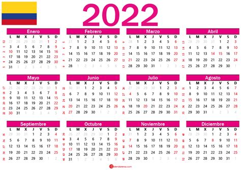 Calendario Colombiano Con Dias Festivos 2022 Imagesee