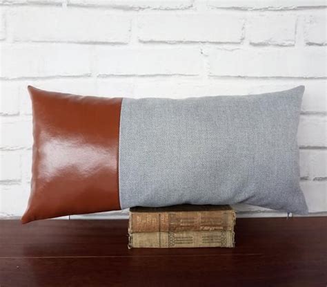 Haint blue lumbar pillow bed pillows linen feel throw pillows stripe throw pillow pillows boat decor color splash. Fast shipping/Cognac faux leather-6colors optional &gray ...