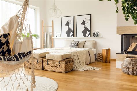 Es kann aber unpersönlich und entfremdend wirken. Schlafzimmer Idee - Boho Style Schlafzimmer mit Deko