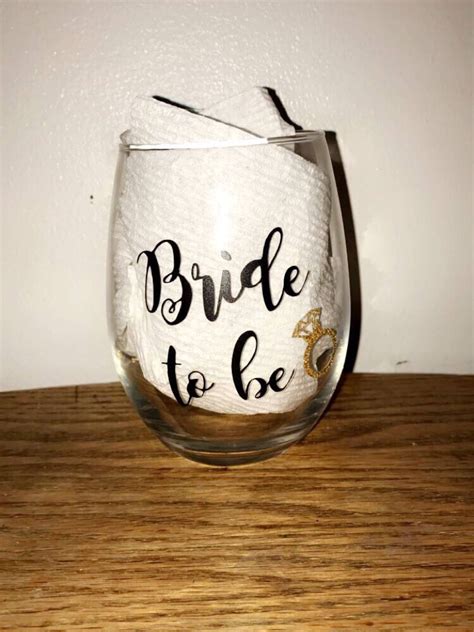 Handmade Bride Or Bridesmaids Stemless Wine Glass Etsy