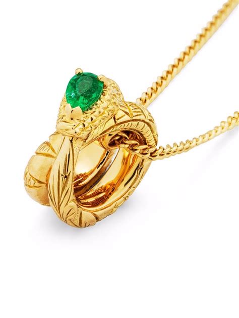 Gucci 18kt Yellow Gold Ouroboros Emerald Necklace Farfetch