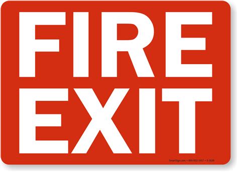 Red Fire Exit Sign Sku S 1639