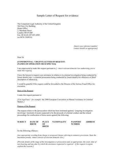 Request Letter To Conduct Investigation
