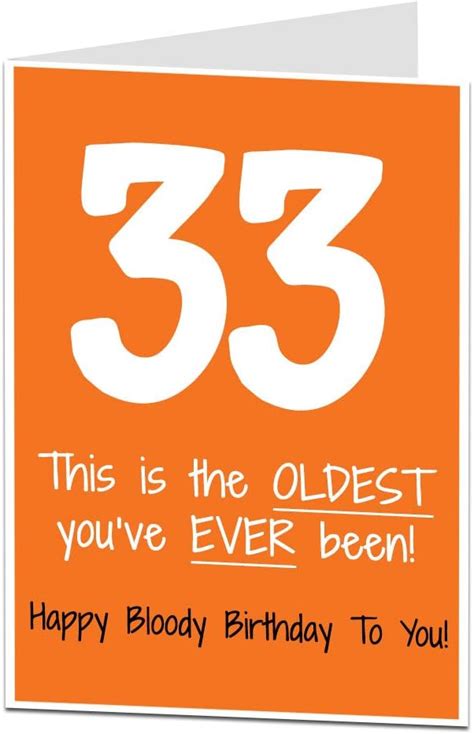 33rd Birthday Card 33 Today For Him And Her Other Ages Available Amazon