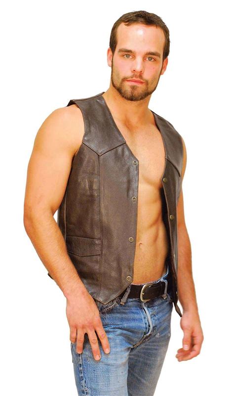 Dark Brown Leather Vest For Men VM402RN Jamin Leather