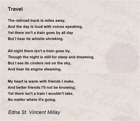 Travel Poem By Edna St Vincent Millay Poem Hunter