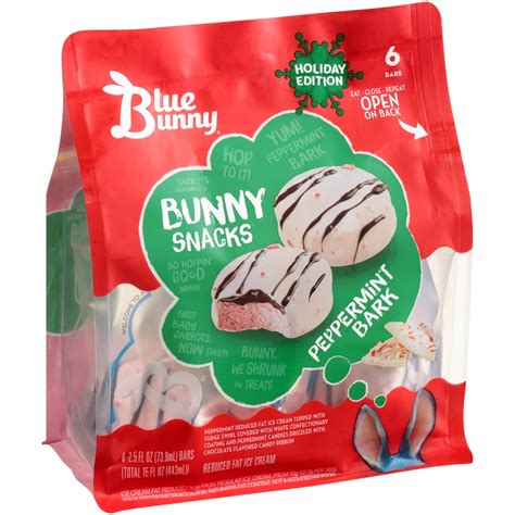 Blue Bunny Bunny Snacks Peppermint Bark Reduced Fat Ice Cream 6 Ct 25