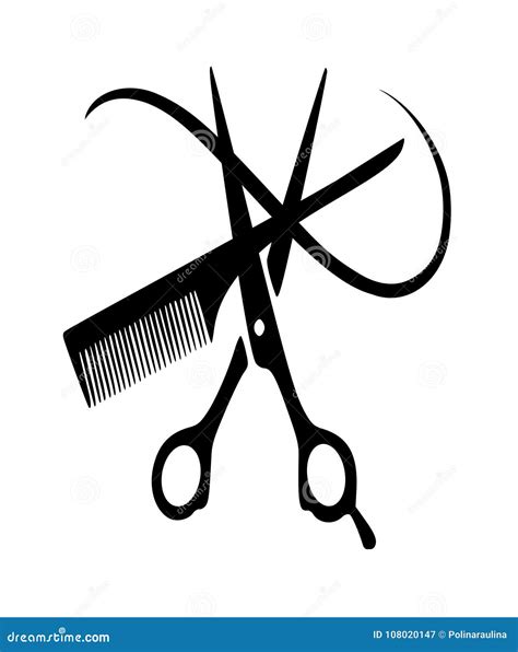 Vector Hairdressers Silhouettes Scissors Hair Comb Stock Image