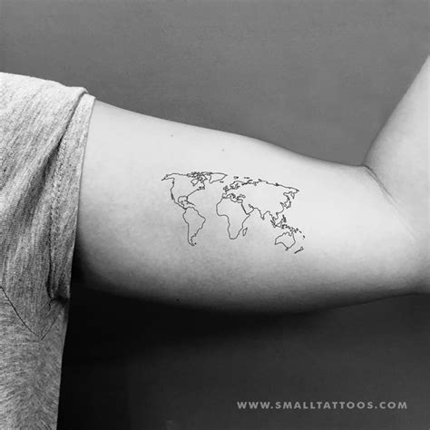 World Map Tattoo Temporary Tattoo Set Of 3 World Map Tattoos Map