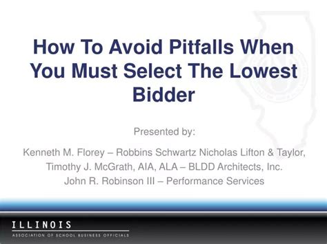 Ppt How To Avoid Pitfalls When You Must Select The Lowest Bidder