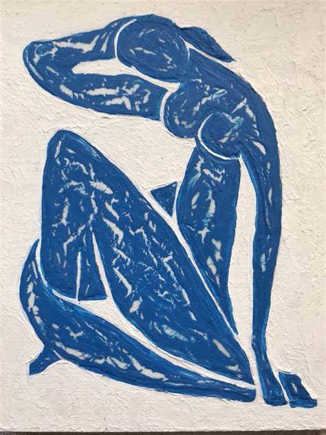 Original Art Painting Blue Nude Henry Matisse Style By Zoey For Sale
