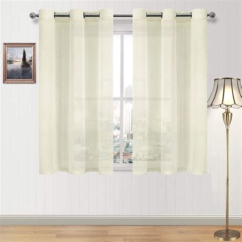 Dwcn Ivory Sheer Curtains Linen Look Semi Transparent Voile