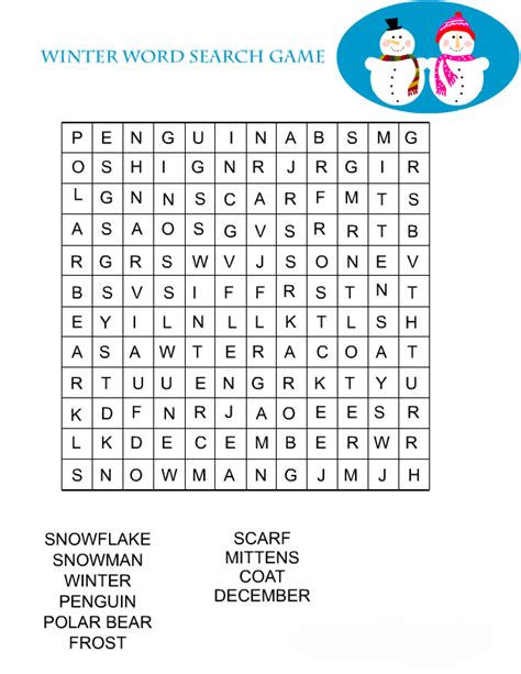 Winter Word Search Best Coloring Pages For Kids Winter Words