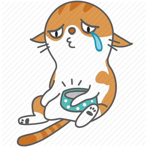 Cartoon Cat Character Hungry Kitten Kitty Sad Icon