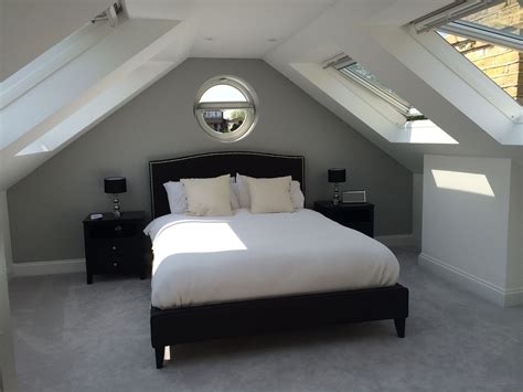 The unique shapes of an attic are perfect for a children's bedroom. Grey, loft bedroom. Finished at last! | Attic bedroom ...