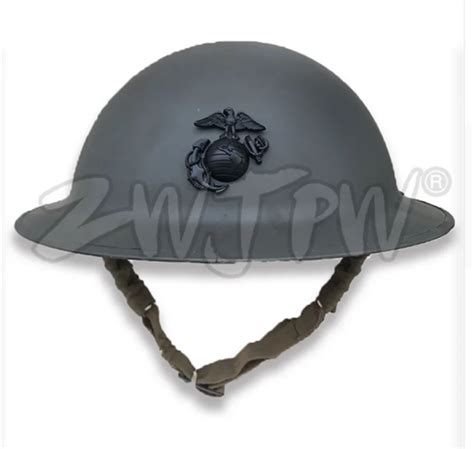 Us M1917 Ww1 Helmet Zc49 With Ww1 Usmc Badge Gray World Military