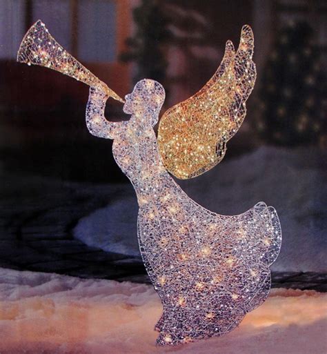 Northlight 46 Silver And Gold Lighted 3 D Glittered Angel Christmas
