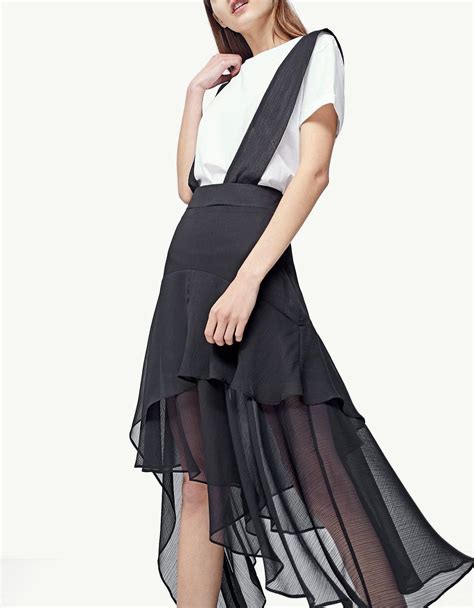 Asymmetric Layered Skirt Stradivarius Black Skirt Fashion Asymmetric Vestidos High Low