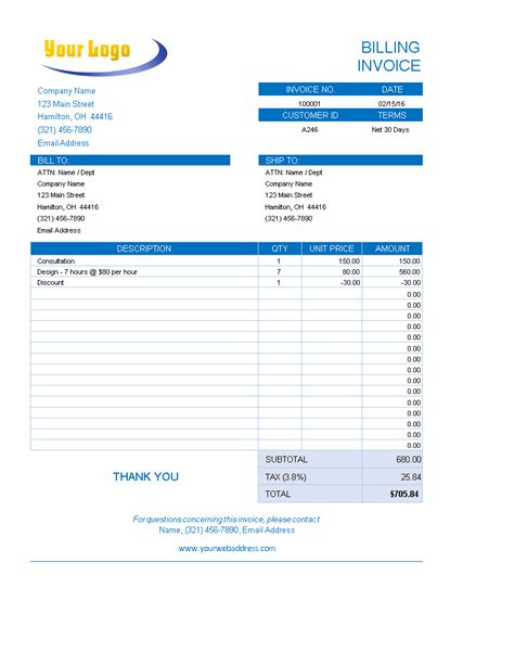 Excel Invoice Templates At