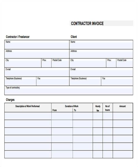 Contractor Invoice Template Excel Free Excel Templates Free 19