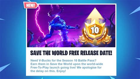 Fortnite season 10 officially kicks off on thursday, august 1, although the exact time of the update has yet to be released by developers epic games. SAVE THE WORLD IS FREE IN SEASON 10! NEW FORTNITE STW FREE ...