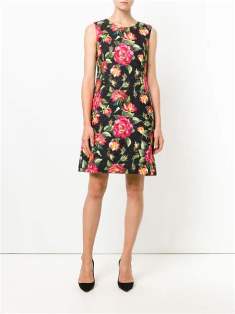 Dolce And Gabbana Rose Print Dress Modesens