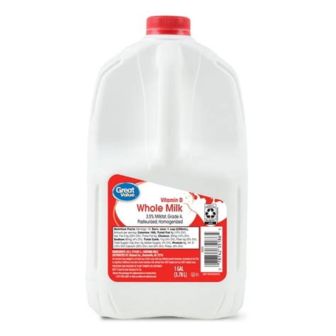 Great Value Whole Milk 1 Gallon 128 Fl Oz