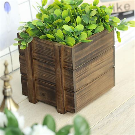 Efavormart 4 Pack 6x6 Square Wood Boxes Diy Wooden Planter Boxes