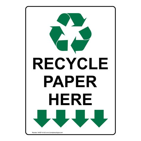 Recycle Paper Here Sign Nhe Recycling Trash Conserve Free Hot
