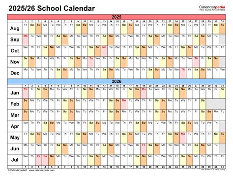 School Calendars 20252026 Free Printable Word Templates