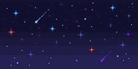 Premium Vector Pixel Art Night Sky Starry Space With Shooting Stars 8