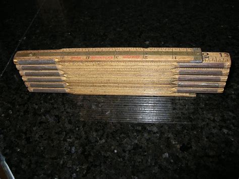 Vintage Lufkin No X46 Folding Extension Rule Ruler Brass Wood 72