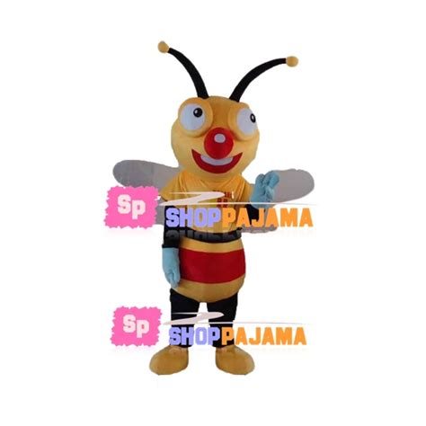 Adult Cartoon Red Nosed Bee Mascot Costume