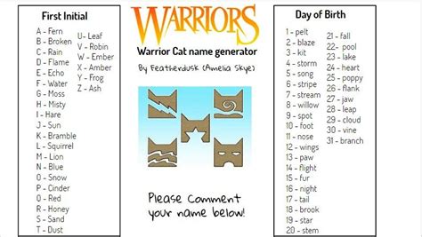Warrior Cat Name Ideas Girl BEST GAMES WALKTHROUGH
