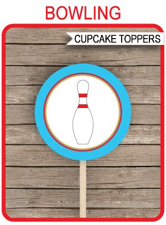 bowling party cupcake toppers template printable gift tags