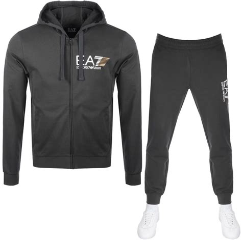 Ea7 Emporio Armani Logo Tracksuit Grey Mainline Menswear Tracksuit