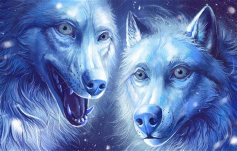 Wallpaper Fantasy Art Two Wolves Images For Desktop Section арт