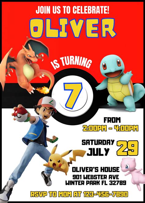 Editable Pokémon Pikachu Birthday Invitation Template Amazing Invite