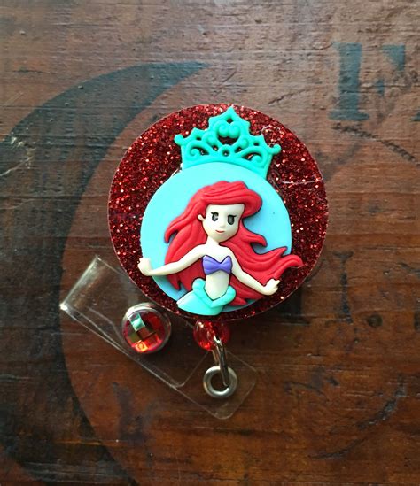 Ariel Little Mermaid Id Badge Rn Retractable Reel Etsy Id Badge