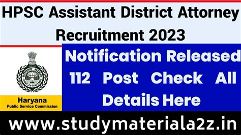 Hpsc Assistant District Attorney Recruitment Notification Released