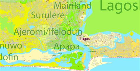 Map of lagos, nigeria, popular city in nigeria, with an area of about 300 square kilometers, the metropolitan of lagos is one among the world's five largest cities. Lagos State Editable PDF Map Admin Roads Cities and Towns, Nigeria